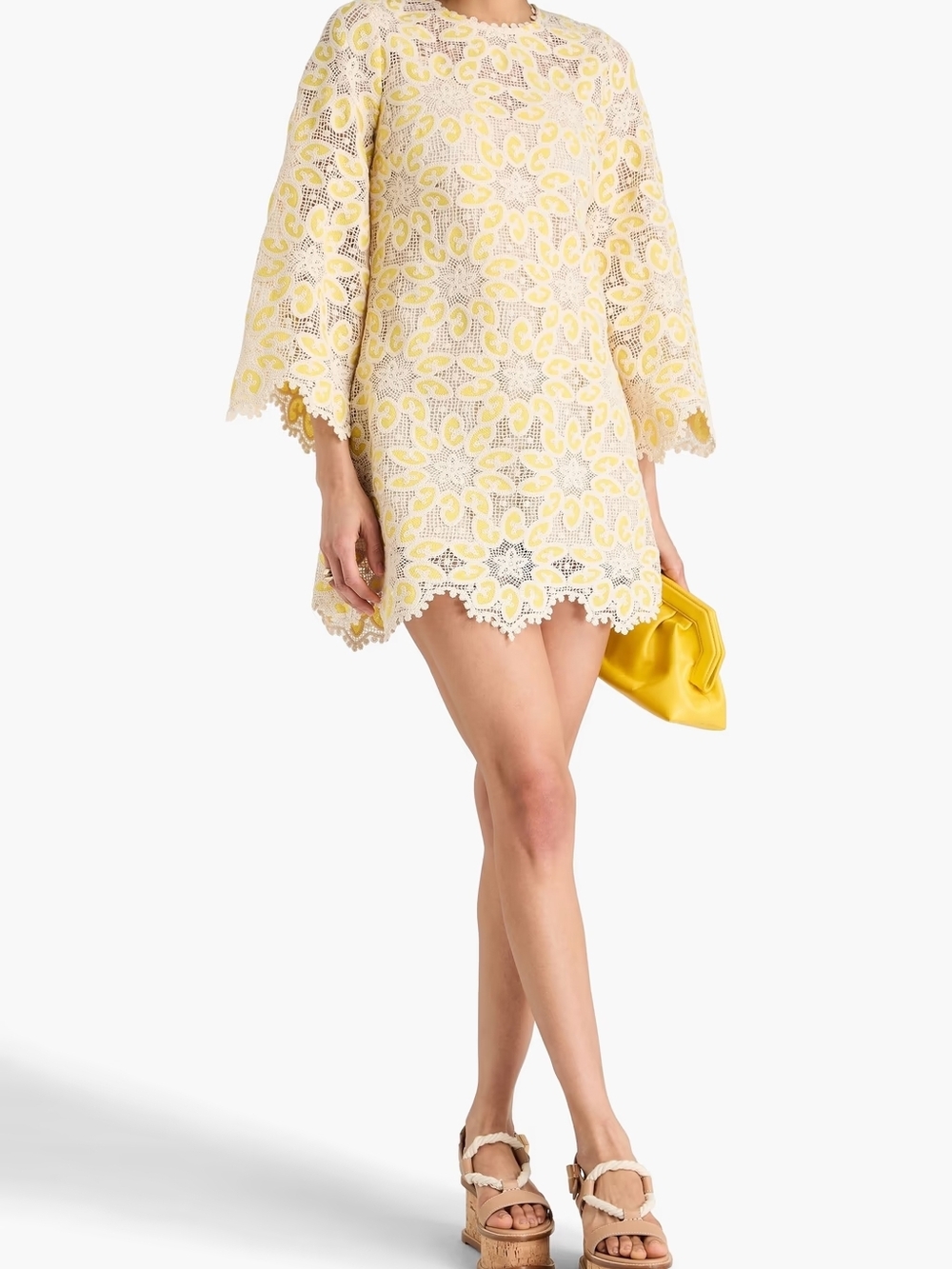 Zimmerman - Yellow Floral Lace Shift Dress